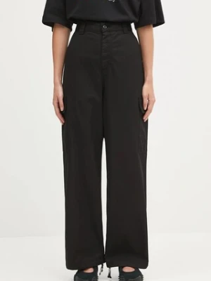 Carhartt WIP spodnie bawełniane W' Kingston kolor czarny proste high waist I035580.89GD