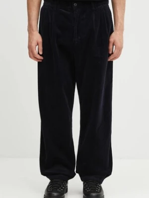 Carhartt WIP spodnie sztruksowe Evan Pant męskie kolor granatowy proste I033757.1C02