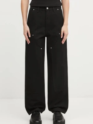 Carhartt WIP spodnie W Brandon Double Knee Pant damskie kolor czarny proste high waist I036352.8901