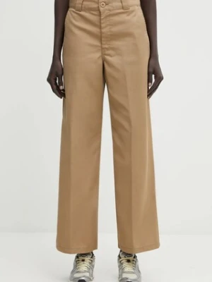 Carhartt WIP spodnie W' Craft Pant damskie kolor beżowy szerokie medium waist I032441.8Y02