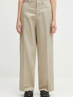 Carhartt WIP spodnie W' Omak Pant damskie kolor beżowy szerokie high waist I035682.G102
