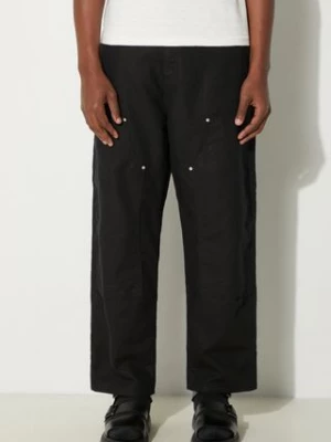 Carhartt WIP spodnie z domieszką lnu Walter Double Knee Pant kolor czarny w fasonie cargo I033580.8902