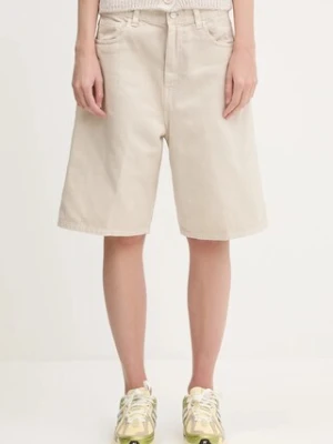 Carhartt WIP szorty bawełniane Brandon Short damskie kolor beżowy gładkie high waist I034839