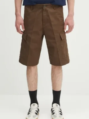 Carhartt WIP szorty bawełniane Regular Cargo Short kolor brązowy gładkie I028246