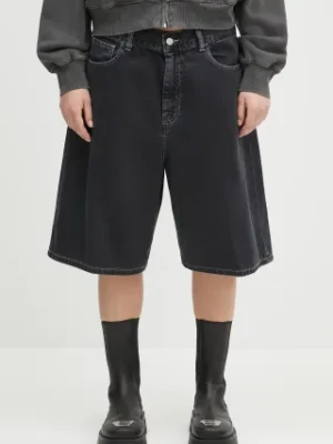 Carhartt WIP szorty jeansowe Brandon Short damskie kolor czarny gładkie high waist I034839
