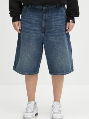 Carhartt WIP szorty jeansowe Brandon Single Knee Short damskie kolor niebieski gładkie high waist I034875