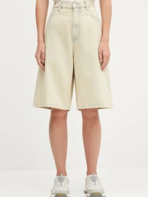 Carhartt WIP szorty jeansowe W' Brandon damskie kolor beżowy gładkie high waist I031919.01SN