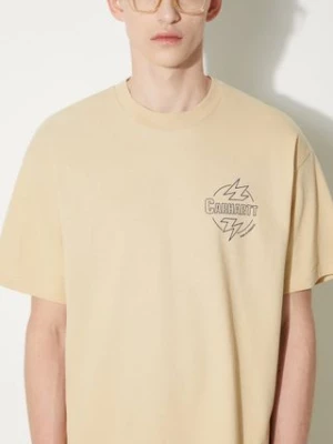 Carhartt WIP t-shirt bawełniany Ablaze męski kolor beżowy z nadrukiem I033639.2ARXX