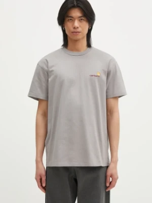 Carhartt WIP t-shirt bawełniany American Script męski kolor szary z aplikacją I029956.2LRXX