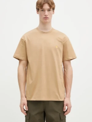 Carhartt WIP t-shirt bawełniany Chase męski kolor beżowy gładki I026391.2N1XX