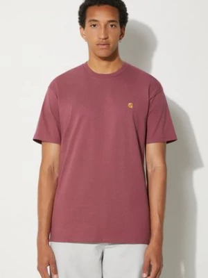 Carhartt WIP t-shirt bawełniany Chase męski kolor różowy gładki I026391.2BBXX