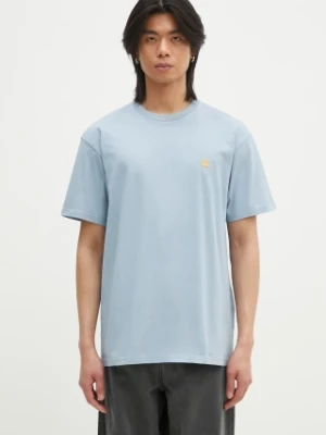 Carhartt WIP t-shirt bawełniany Chase męski kolor turkusowy z aplikacją I026391.2MYXX