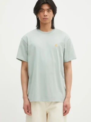 Carhartt WIP t-shirt bawełniany Chase męski kolor zielony z aplikacją I026391.2O2XX