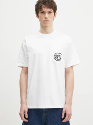 Carhartt WIP t-shirt bawełniany Fragments Pocket męski kolor biały z aplikacją I034407.00AXX