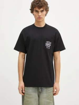 Carhartt WIP t-shirt bawełniany Fragments Pocket męski kolor czarny z aplikacją I034407.0D2XX