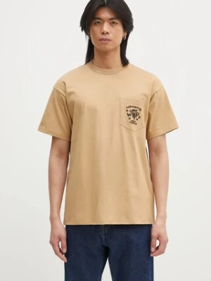 Zdjęcie produktu Carhartt WIP t-shirt bawełniany Fragments Pocket męski kolor zielony z aplikacją I034407.0IAXX