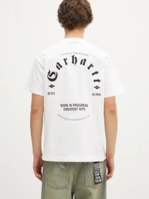 Carhartt WIP t-shirt bawełniany Greatest Hits męski kolor biały z nadrukiem I034394.00AXX