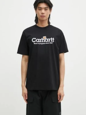 Carhartt WIP t-shirt bawełniany Label Script męski kolor czarny z nadrukiem I034421.89XX