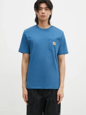 Carhartt WIP t-shirt bawełniany Pocket męski kolor granatowy gładki I030434.2LZXX