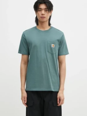 Carhartt WIP t-shirt bawełniany Pocket męski kolor zielony z aplikacją I030434.2M2XX