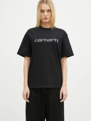 Carhartt WIP t-shirt bawełniany Rivet Script damski kolor czarny I034406.0M4XX