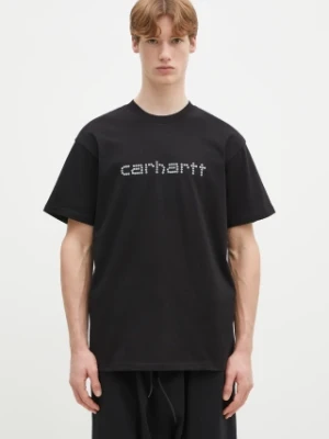 Carhartt WIP t-shirt bawełniany Rivet Script męski kolor czarny z nadrukiem I034396.89XX