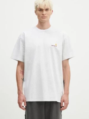 Carhartt WIP t-shirt bawełniany S/S American Script kolor szary gładki I029956.