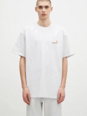 Carhartt WIP t-shirt bawełniany S/S American Script męski kolor szary melanżowy I029956.482XX