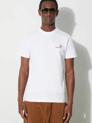 Carhartt WIP t-shirt bawełniany S/S American Script T-Shirt męski kolor biały z aplikacją I029956.02XX