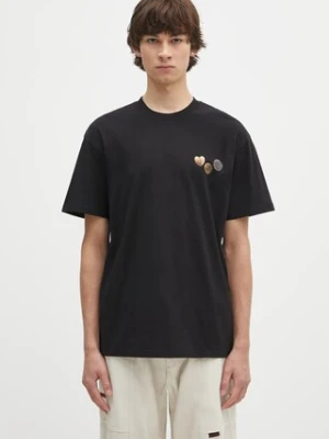 Carhartt WIP t-shirt bawełniany S/S Button T-Shirt męski kolor czarny z nadrukiem I034658.89XX