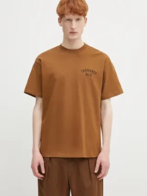 Carhartt WIP t-shirt bawełniany S/S Cabinetry T-Shirt męski kolor brązowy z nadrukiem I034779.08WXX
