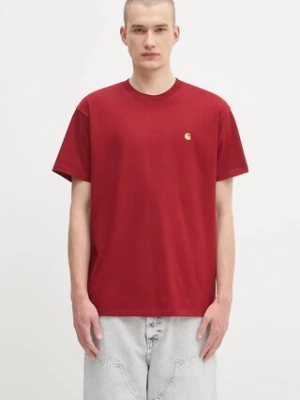 Carhartt WIP t-shirt bawełniany S/S Chase męski kolor bordowy gładki I026391.30QXX
