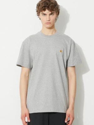 Carhartt WIP t-shirt bawełniany S/S Chase T-shirt kolor szary gładki I026391.Grey.H-Grey.Heat