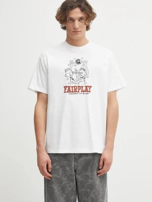 Carhartt WIP t-shirt bawełniany S/S Fairplay T-Shirt męski kolor biały z nadrukiem I035433.02XX