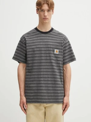 Carhartt WIP t-shirt bawełniany S/S Gellar Pocket męski kolor szary wzorzysty I035141.30HXX