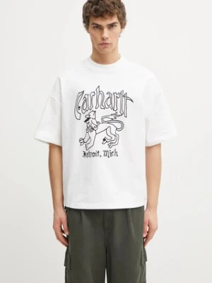 Carhartt WIP t-shirt bawełniany S/S Hackwork T-Shirt męski kolor biały z nadrukiem I035434.260
