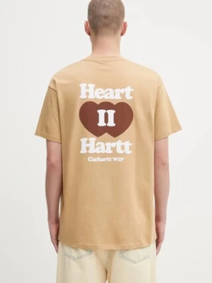 Carhartt WIP t-shirt bawełniany S/S Heart II Hartt męski kolor brązowy z aplikacją I035203.07EXX