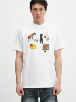 Carhartt WIP t-shirt bawełniany S/S Jacob Rochester T-Shirt męski kolor biały z nadrukiem I034780.02XX