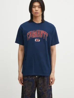Carhartt WIP t-shirt bawełniany S/S Lecture T-Shirt męski kolor granatowy z nadrukiem I034766.E74G