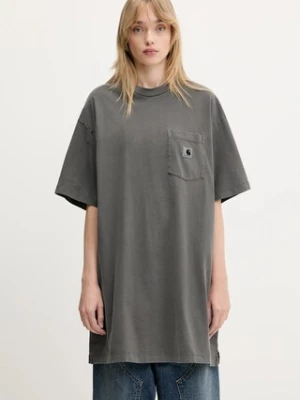 Carhartt WIP t-shirt bawełniany S/S Nelson Grand T-Shirt damski kolor szary I034621