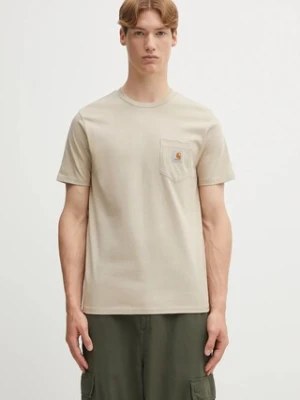 Carhartt WIP t-shirt bawełniany S/S Pocket męski kolor beżowy gładki I030434.G1XX