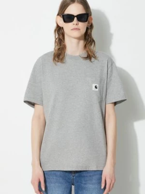 Carhartt WIP t-shirt bawełniany S/S Pocket T-Shirt damski kolor szary I032215.V6XX