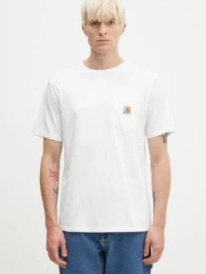 Carhartt WIP t-shirt bawełniany S/S Pocket T-Shirt kolor biały gładki I030434.WHITE-WHITE