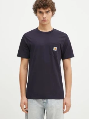Carhartt WIP t-shirt bawełniany S/S Pocket T-Shirt kolor granatowy gładki I030434.DARK.NAVY-DARK.NAVY