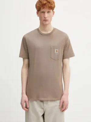 Carhartt WIP t-shirt bawełniany S/S Pocket T-Shirt męski kolor brązowy gładki I030434.1YJXX