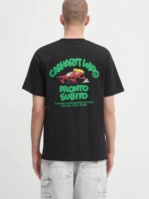 Carhartt WIP t-shirt bawełniany S/S Pronto męski kolor czarny z nadrukiem I035195.89XX