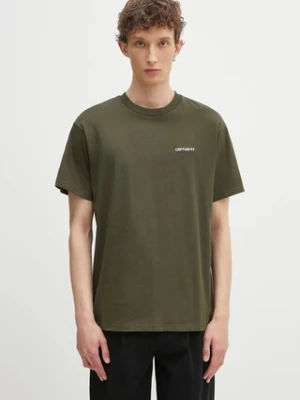 Carhartt WIP t-shirt bawełniany S/S Script Embroidery T-Shirt męski kolor zielony gładki I030435.2QHXX
