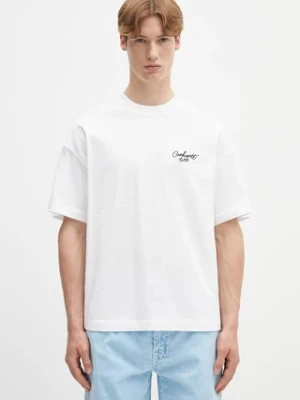 Carhartt WIP t-shirt bawełniany S/S Signature Script T-Shirt męski kolor biały z aplikacją I033828.00AXX