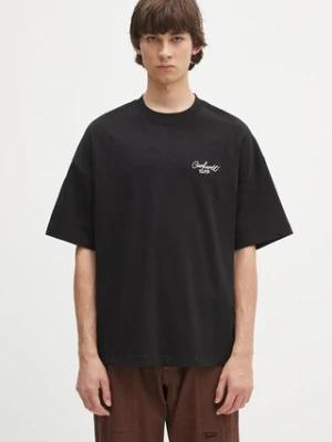 Carhartt WIP t-shirt bawełniany S/S Signature Script T-Shirt męski kolor czarny z aplikacją I033828.0D2XX