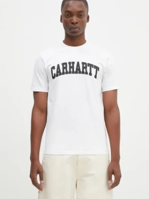 Carhartt WIP t-shirt bawełniany S/S University męski kolor biały z nadrukiem I034851.00AXX